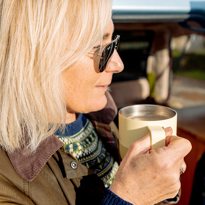 12oz-rise-mug-m7 12oz_rise_coffee_mug_wax_yellow_woman_drink_closeup_square.jpg